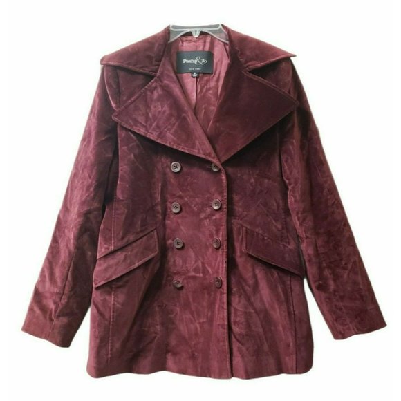 Pasha & Jo of New York Maroon Velvet Jacket Womens Sz 6, wide lapels, Beautiul! - Picture 1 of 12